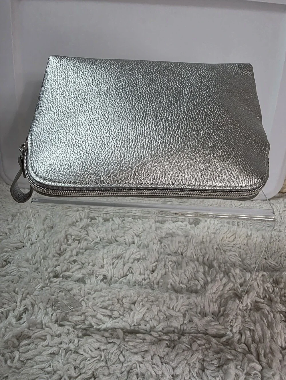Obagi Silver Metallic Cosmetic Case Bag